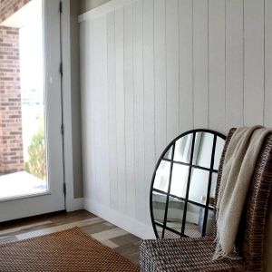 White wood shiplap panels are a popular choice for interior finishes and adds a contemporary or neutral aesthetic your walls. Easy to install with easy peel and stick backing.