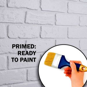 Primed (Ready to Paint) Brick accent wall panels are a popular choice for interior finishes as you can choose to paint the brick to your chosen color. Features joints that overlap to conceal seams and easy peel and stick backing.